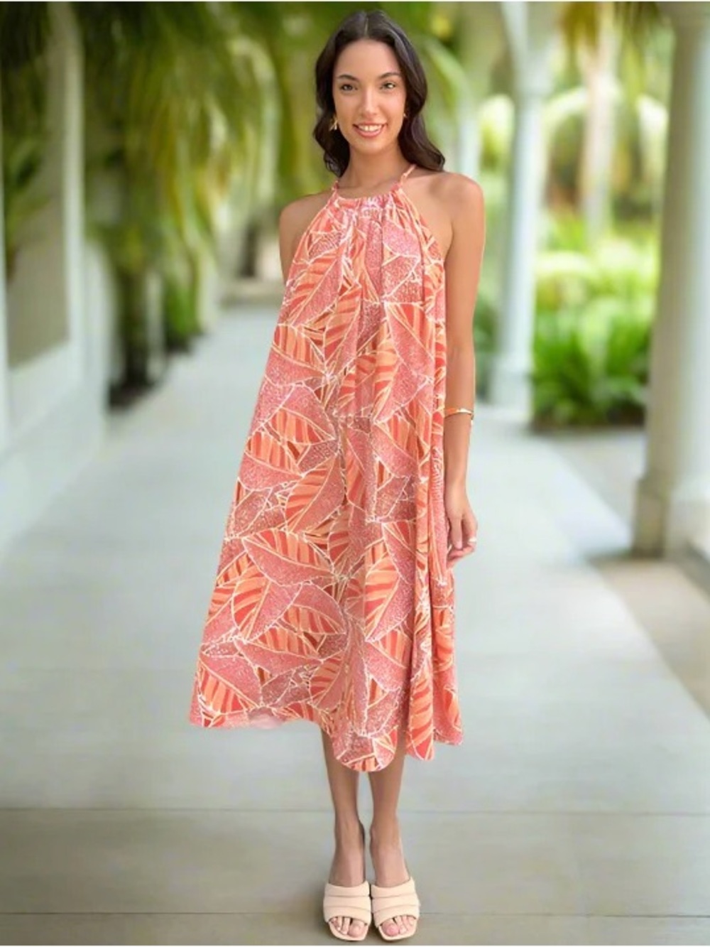 SheBird The Sofia Gauze Halter Bra Dress